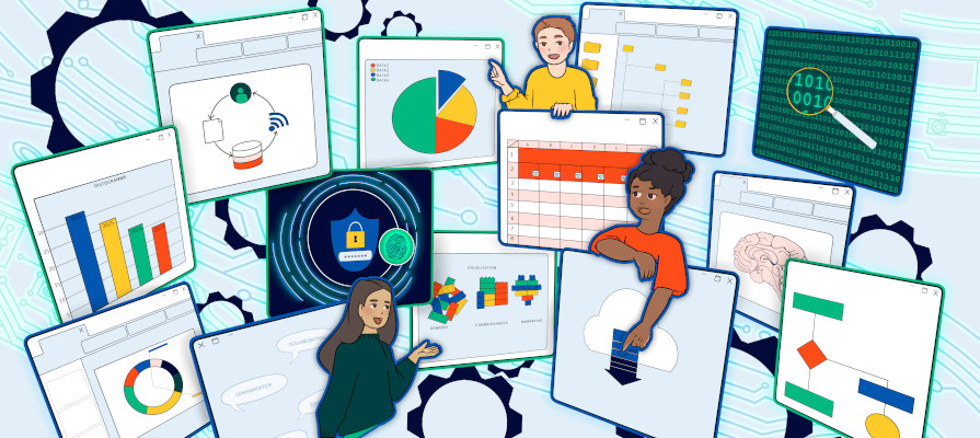 Illustration conceptuelle de la gestion des données, montrant l’organisation, le traitement et l’analyse de l’information.